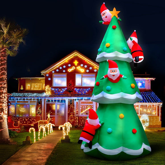 Jingle Jollys Christmas Inflatable Santa Tree 5M Illuminated Decorations - RnR Galore