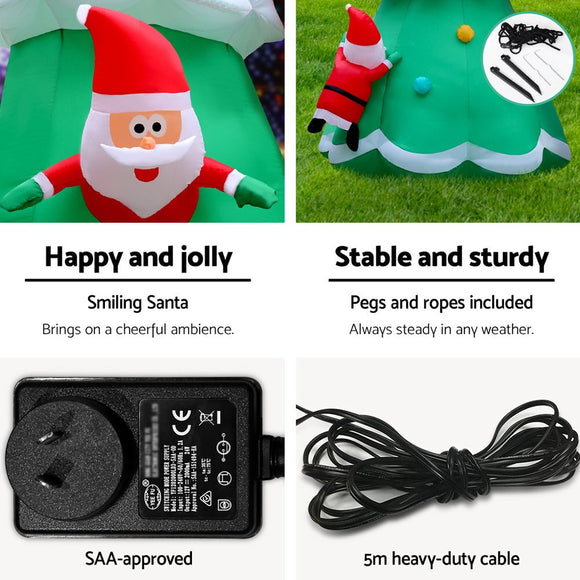 Jingle Jollys Christmas Inflatable Santa Tree 5M Illuminated Decorations - RnR Galore
