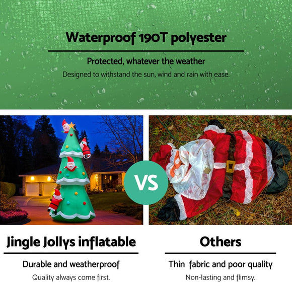 Jingle Jollys Christmas Inflatable Santa Tree 5M Illuminated Decorations - RnR Galore