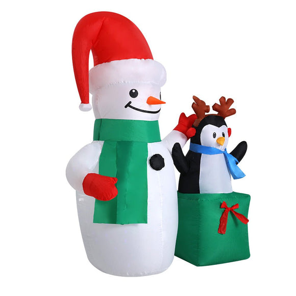 Jingle Jollys Christmas Inflatable Snowman 1.8M Illuminated Decorations - RnR Galore