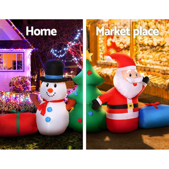 Jingle Jollys Christmas Inflatable Tree Snowman 2.7M Illuminated Decorations - RnR Galore