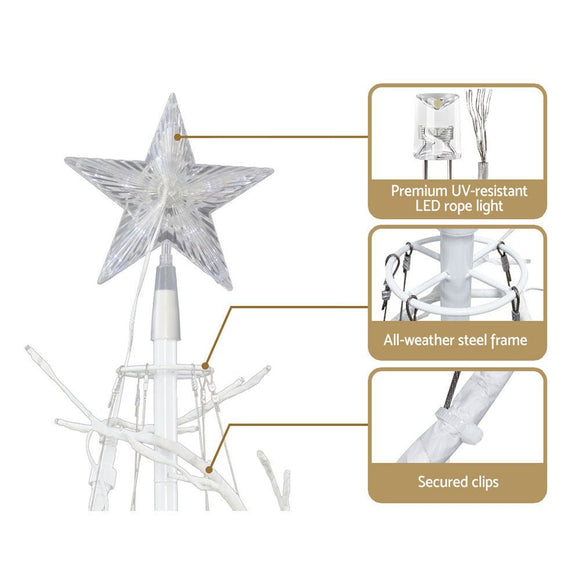 Jingle Jollys Christmas Tree 1.8M 6FT LED Xmas Decoration Cold White Lights - RnR Galore
