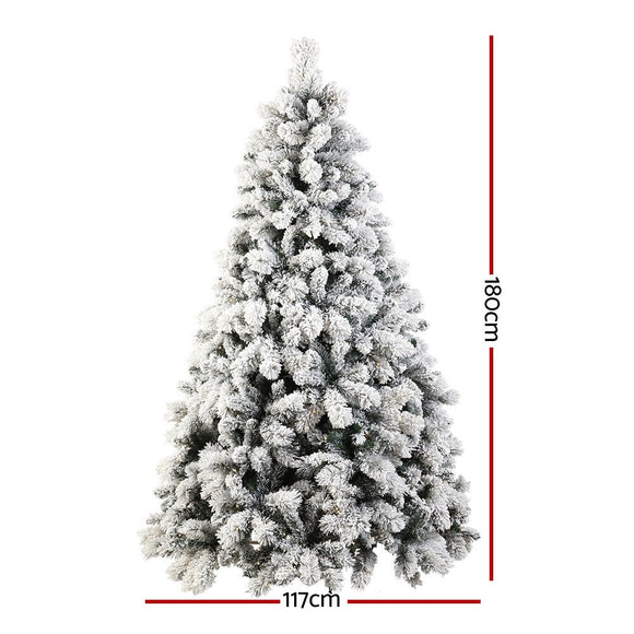 Jingle Jollys Christmas Tree 1.8M Xmas Tree with 350 LED Lights Snowy Tips - RnR Galore