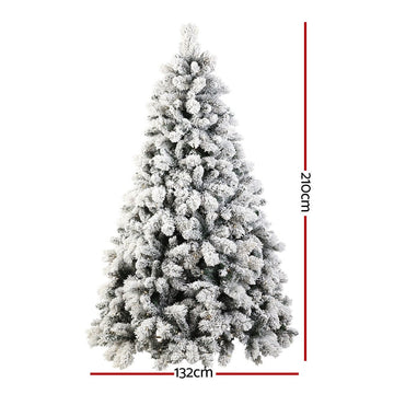 Jingle Jollys Christmas Tree 2.1M Xmas Tree with 500 LED Lights Snowy Tips - RnR Galore