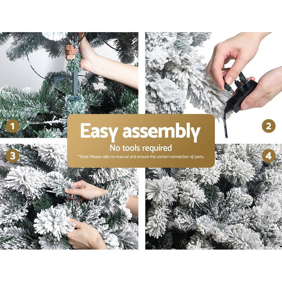 Jingle Jollys Christmas Tree 2.1M Xmas Tree with 500 LED Lights Snowy Tips - RnR Galore