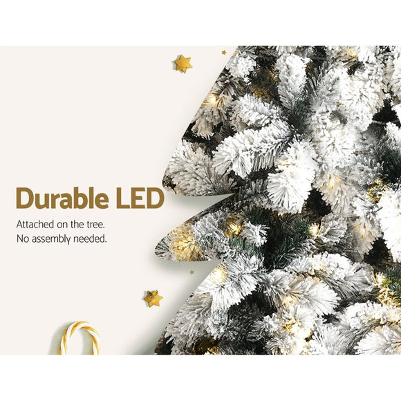 Jingle Jollys Christmas Tree 2.1M Xmas Tree with 500 LED Lights Snowy Tips - RnR Galore