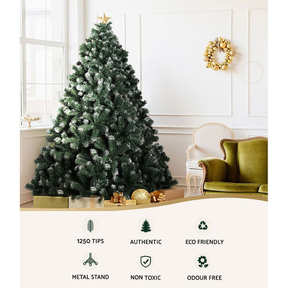 Jingle Jollys Christmas Tree 2.1M Xmas Trees Decorations Snowy 1250 Tips - RnR Galore