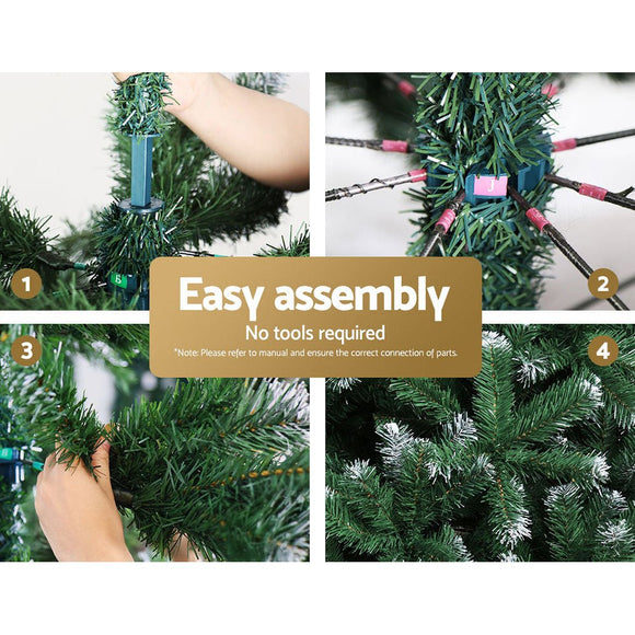 Jingle Jollys Christmas Tree 2.4M Xmas Trees Decorations Snowy 1500 Tips - RnR Galore