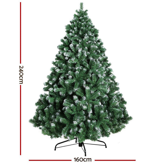 Jingle Jollys Christmas Tree 2.4M Xmas Trees Decorations Snowy 1500 Tips - RnR Galore