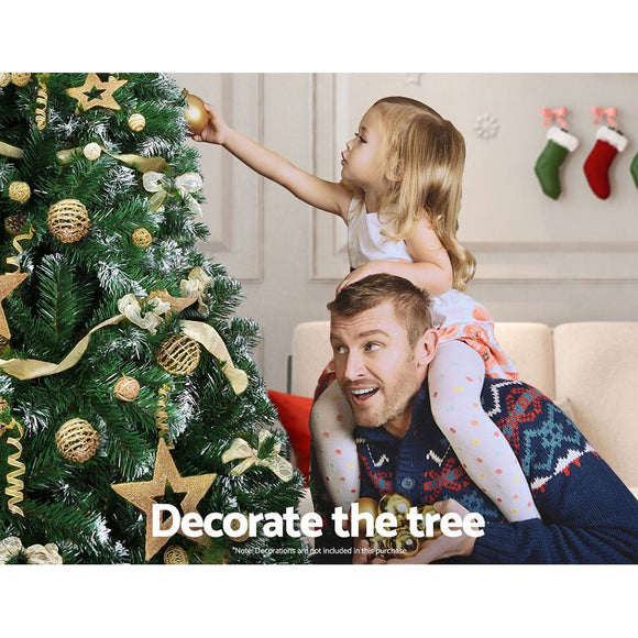 Jingle Jollys Christmas Tree 2.4M Xmas Trees Decorations Snowy 1500 Tips - RnR Galore