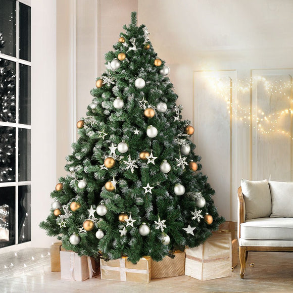 Jingle Jollys Christmas Tree 2.4M Xmas Trees Decorations Snowy 1500 Tips - RnR Galore