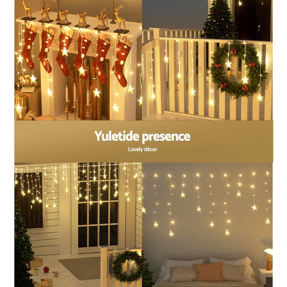 Jingle Jollys Solar Christmas Lights 80 LED 3M Icicle Light Star Decorations - RnR Galore