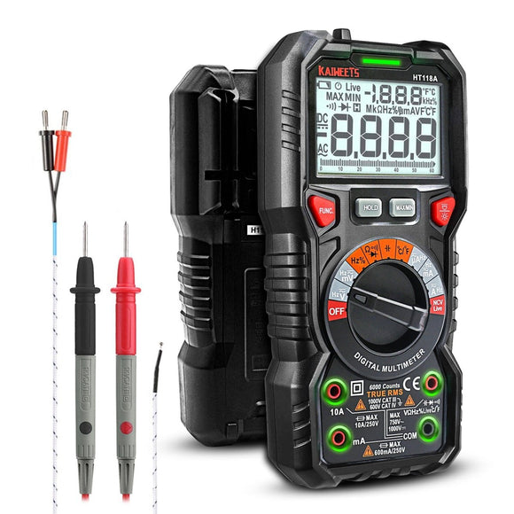 KAIWEETS Digital Multimeter TRMS 6000 Counts Voltmeter Auto - Ranging Fast Accurately Measures Voltage Current Amp Resistance Diodes Continuity Duty - Cycle Capacitance Temperature for Automotive - RnR Galore
