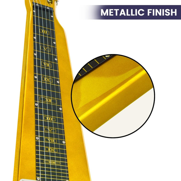 Karrera 29in 6 - String Lap Steel Hawaiian Guitar - Metallic Gold - RnR Galore