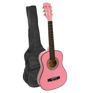 Karrera 34in Acoustic Wooden Childrens Guitar - Pink - RnR Galore