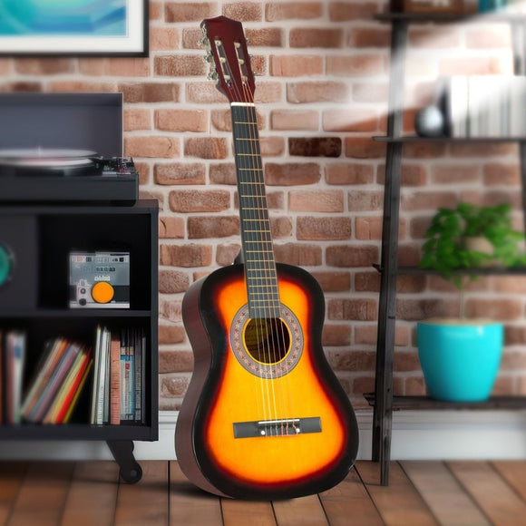 Karrera 34in Acoustic Wooden Childrens Guitar - Sunburst - RnR Galore
