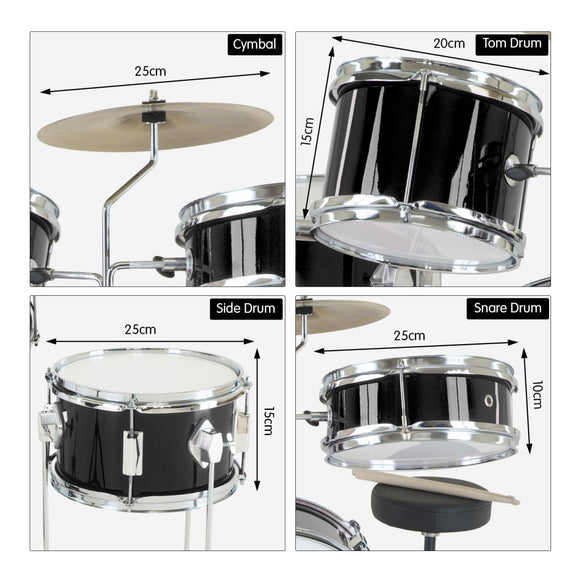 Karrera Children's 4pc Drum Kit - Black - RnR Galore