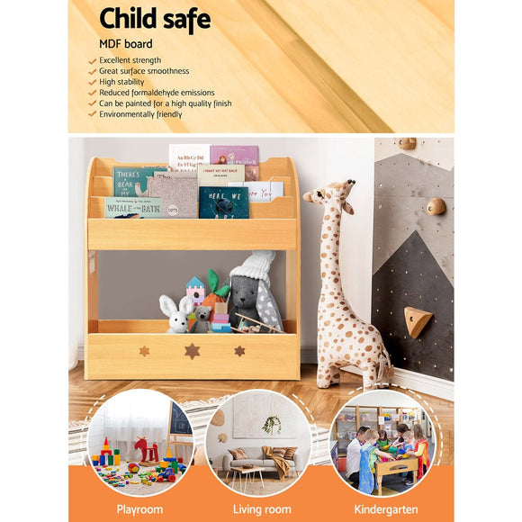 Keezi 3 Tiers Kids Bookshelf Magazine Shelf Organiser Bookcase Display - RnR Galore