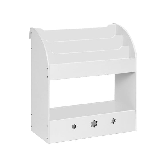 Keezi 3 Tiers Kids Bookshelf Magazine Shelf Organiser Bookcase Display White - RnR Galore