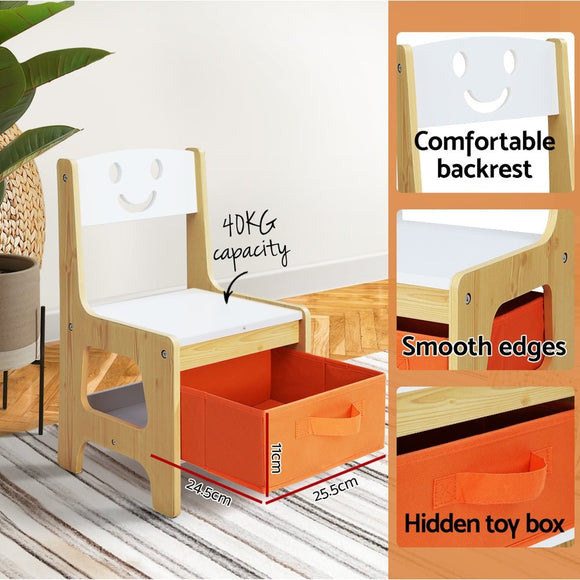 Keezi 3PCS Kids Table and Chairs Set Activity Desk Chalkboard Toys Storage Box - RnR Galore