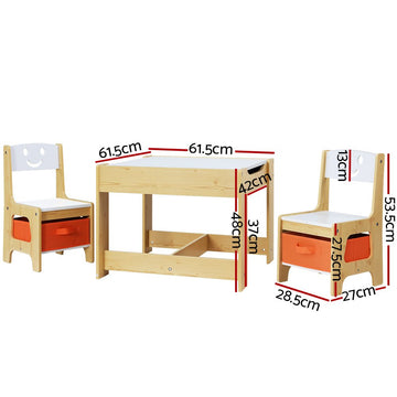 Keezi 3PCS Kids Table and Chairs Set Activity Desk Chalkboard Toys Storage Box - RnR Galore