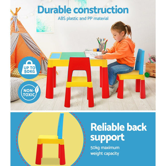 Keezi 3PCS Kids Table and Chairs Set Activity Toys Storage Box Desk Blocks - RnR Galore
