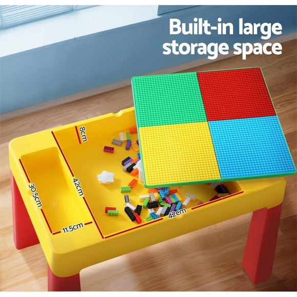 Keezi 3PCS Kids Table and Chairs Set Activity Toys Storage Box Desk Blocks - RnR Galore