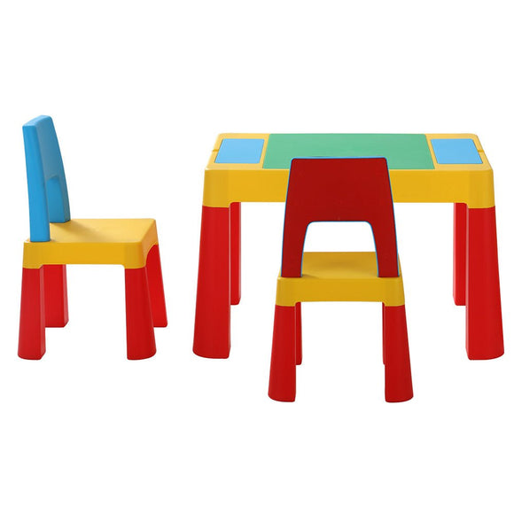 Keezi 3PCS Kids Table and Chairs Set Activity Toys Storage Box Desk Blocks - RnR Galore