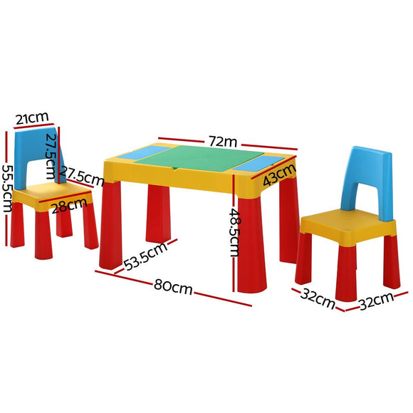 Keezi 3PCS Kids Table and Chairs Set Activity Toys Storage Box Desk Blocks - RnR Galore
