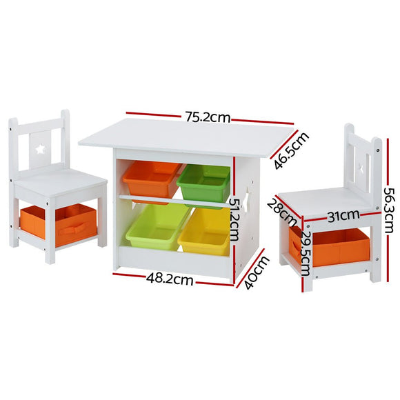 Keezi 3PCS Kids Table and Chairs Set Children Furniture Play Toys Storage Box - RnR Galore
