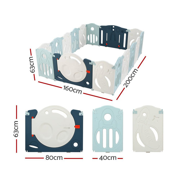 Keezi Baby Playpen 16 Panels Foldable Toddler Fence Safety Play Activity Barrier - RnR Galore