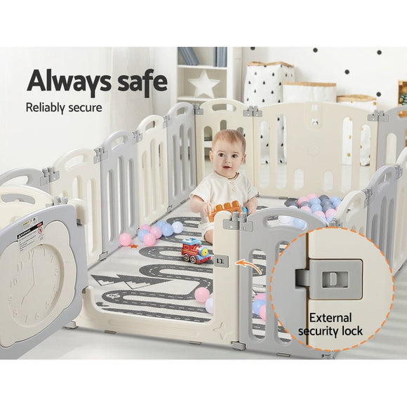 Keezi Baby Playpen 16 Panels Foldable Toddler Fence Safety Play Activity Centre - RnR Galore