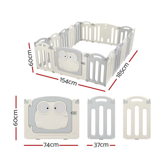 Keezi Baby Playpen 16 Panels Foldable Toddler Fence Safety Play Activity Centre - RnR Galore