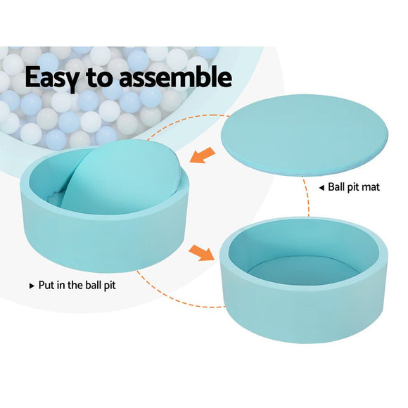 Keezi Kids Ball Pit 90x30cm Ocean Foam Play Pool Barrier Toys Children Blue - RnR Galore