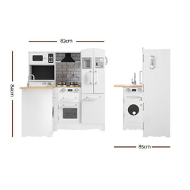 Keezi Kids Kitchen Play Set Wooden Pretend Toys Cooking Children Fridge White - RnR Galore