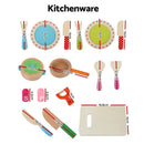 Keezi Kids Kitchen Play Set Wooden Pretend Toys Cooking Utensils Pots Pans Food - RnR Galore