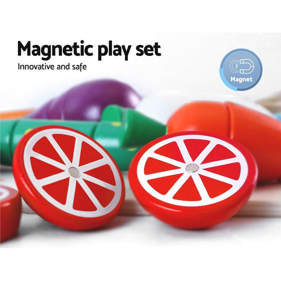 Keezi Kids Kitchen Play Set Wooden Pretend Toys Cooking Utensils Pots Pans Food - RnR Galore