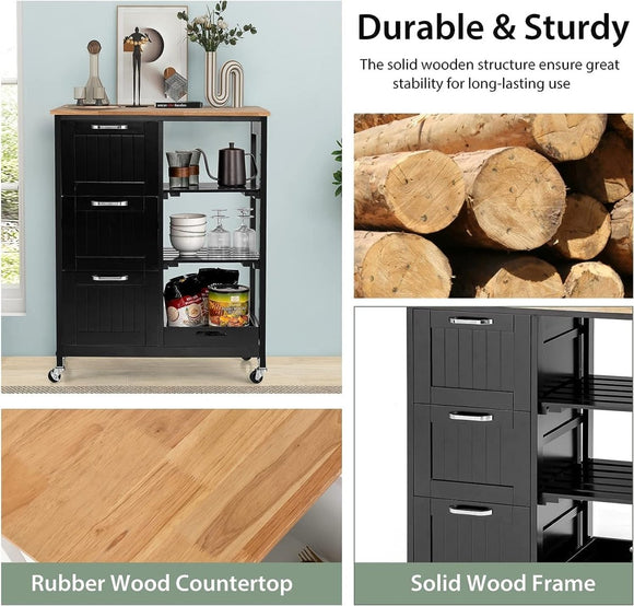 Kitchen Island Cart with Storage, Drawers, Shelves - RnR Galore