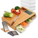 Large Bamboo Cutting Board and 4 Containers with Mobile Holder gift included for Home Kitchen - RnR Galore