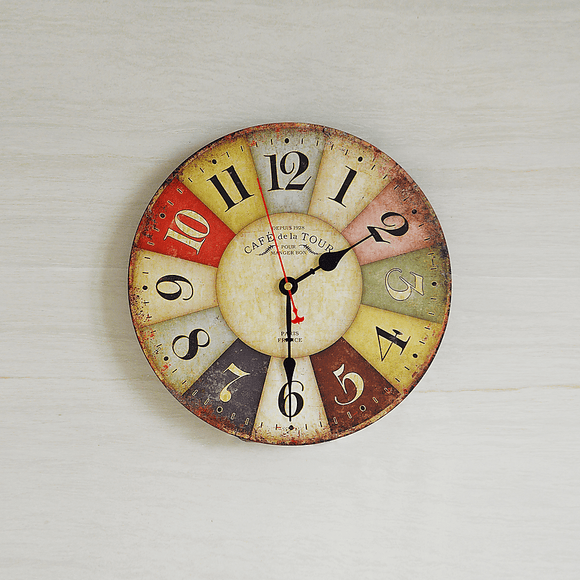 Large Colourful Wall Clock Kitchen Office Retro Timepiece - RnR Galore