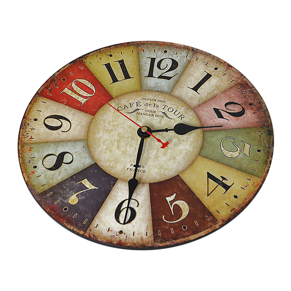 Large Colourful Wall Clock Kitchen Office Retro Timepiece - RnR Galore