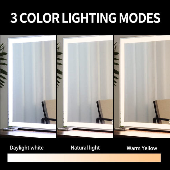 Large Hollywood Makeup Mirror 3 Modes Lighted and Smart Touch Control (92 x 68 cm) - RnR Galore