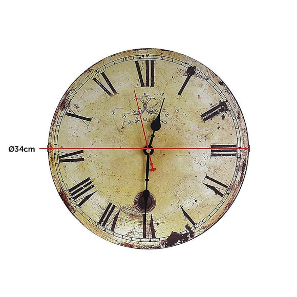 Large Vintage Wall Clock Kitchen Office Retro Timepiece - RnR Galore