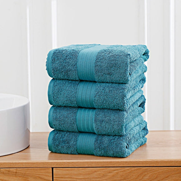 Linenland 4 Piece Cotton Bath Towels Set - Blue - RnR Galore