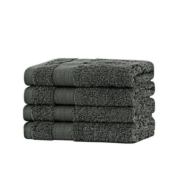 Linenland Bath Towel Set - 4 Piece Cotton Washcloths - Charcoal - RnR Galore