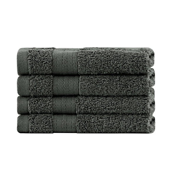 Linenland Bath Towel Set - 4 Piece Cotton Washcloths - Charcoal - RnR Galore