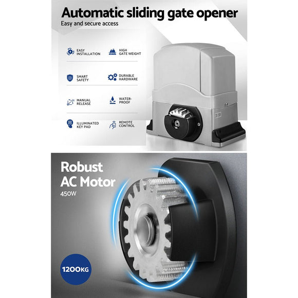 Lockmaster Automatic Sliding Gate Opener Kit Keypad 4M 1200KG - RnR Galore