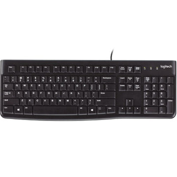 LOGITECH K120 Keyboard Quiet typing Spill - resistant Durable keys Thin profile Curved space bar Adjustable tilt legs - RnR Galore