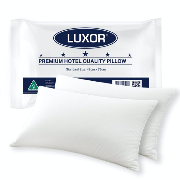 Luxor Australian Made Hotel Quality Pillow Standard Size Twin Pack - RnR Galore