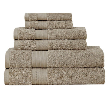 Luxury 6 Piece Soft and Absorbent Cotton Bath Towel Set - Sandstone - RnR Galore